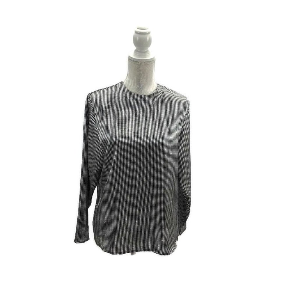 Argenti Vintage Black & Cream Houndstooth Blouse 6